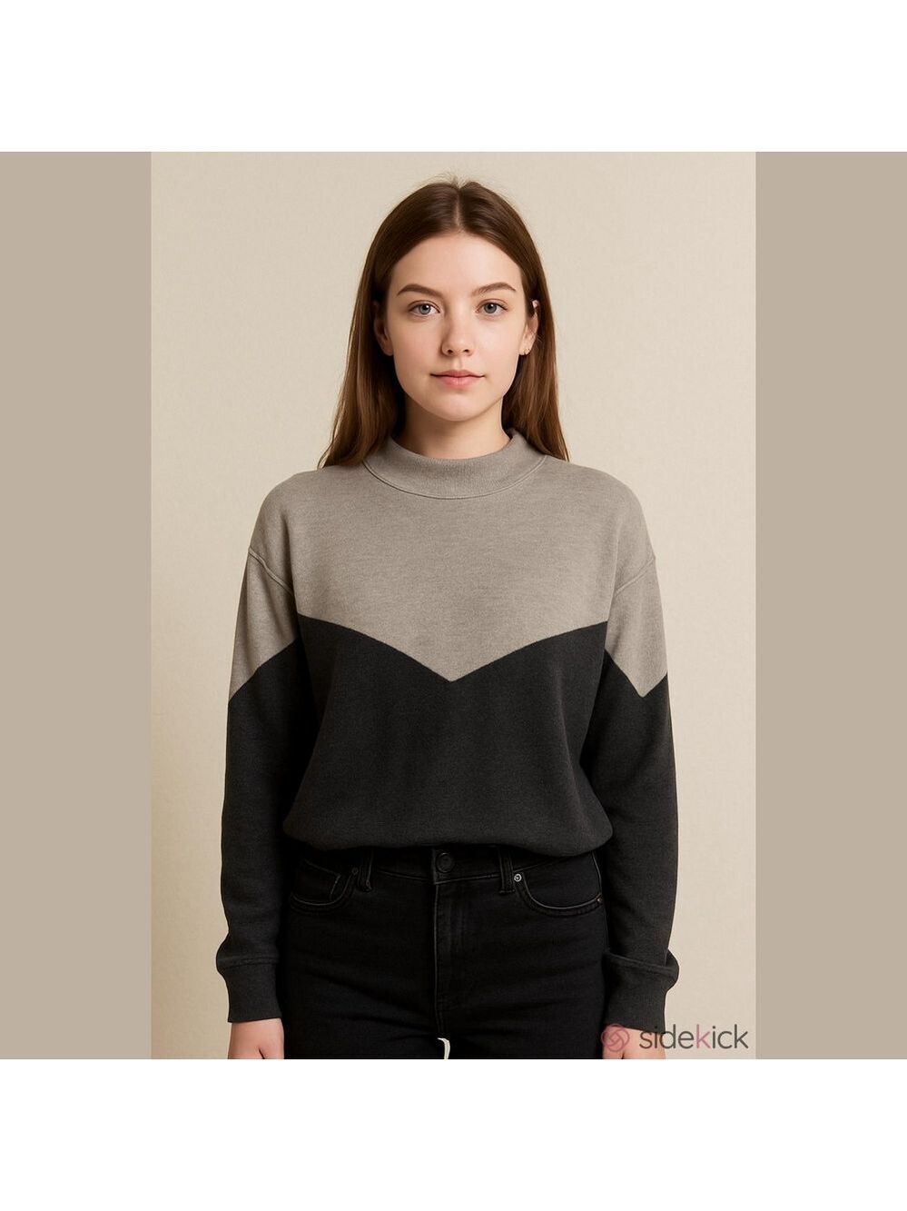 White Crow Mock Neck Sweater Small Color Block